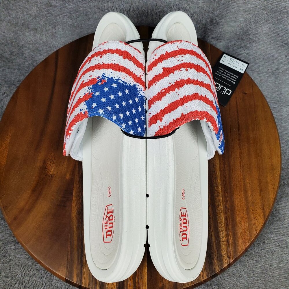 Hey Dude Slides Men's 13 Phoenix American USA Flag Slip On Casual Sandals - Picture 5 of 10